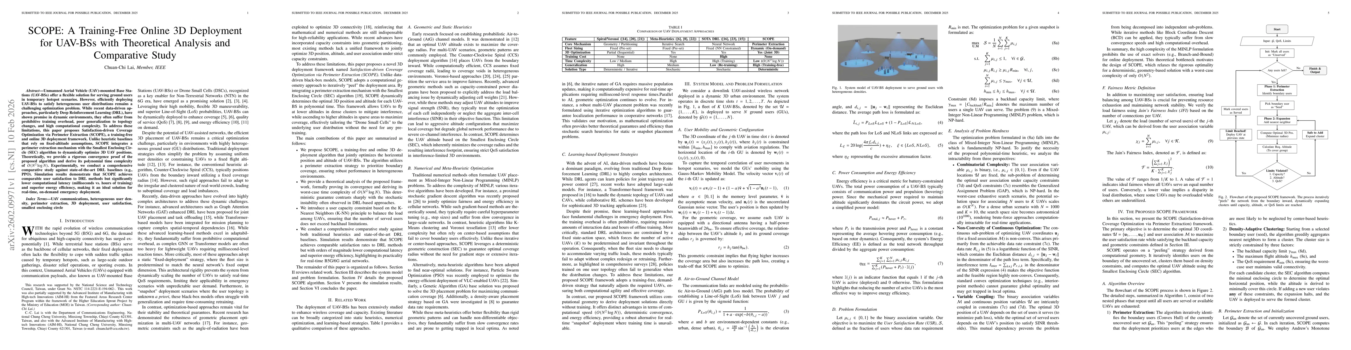 Thumbnail for SCOPE: A Training-Free Online 3D Deployment for UAV-BSs with Theoretical Analysis and Comparative Study