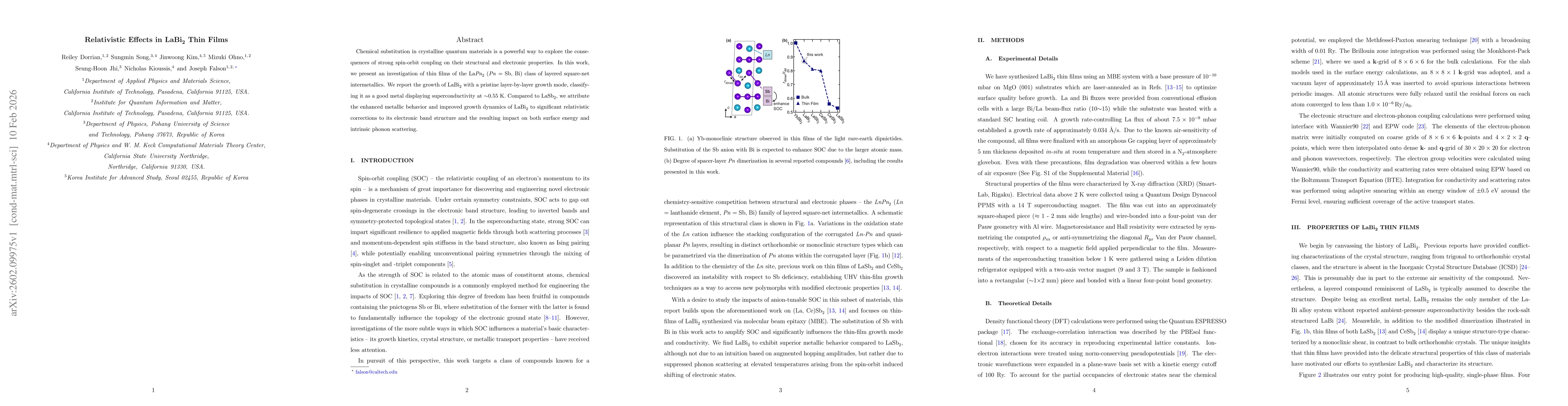 Thumbnail for Relativistic Effects in LaBi$_2$ Thin Films