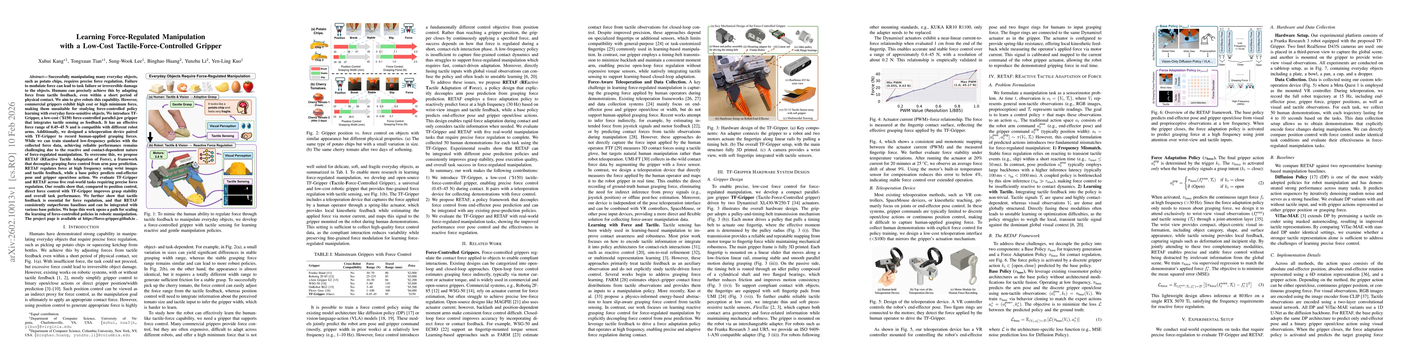 Thumbnail for Learning Force-Regulated Manipulation with a Low-Cost Tactile-Force-Controlled Gripper