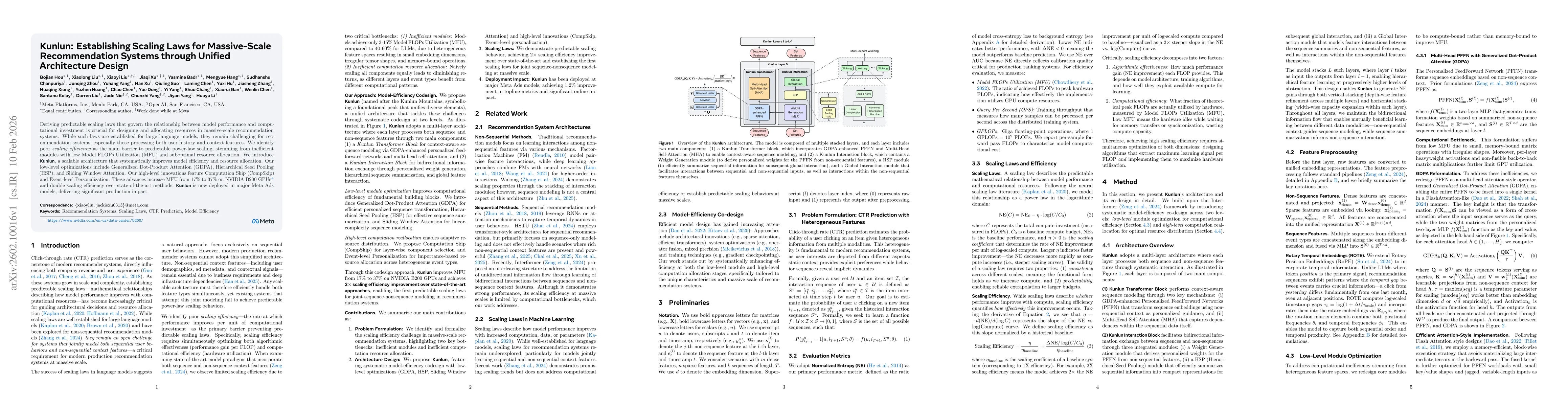 Thumbnail for Kunlun: Establishing Scaling Laws for Massive-Scale Recommendation Systems through Unified Architecture Design