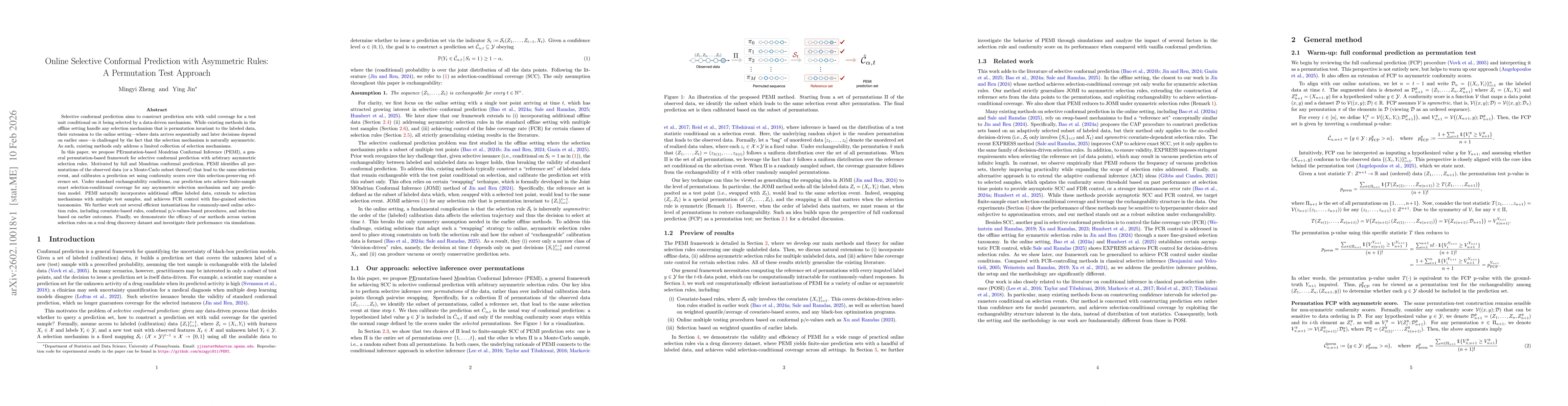 Thumbnail for Online Selective Conformal Prediction with Asymmetric Rules: A Permutation Test Approach