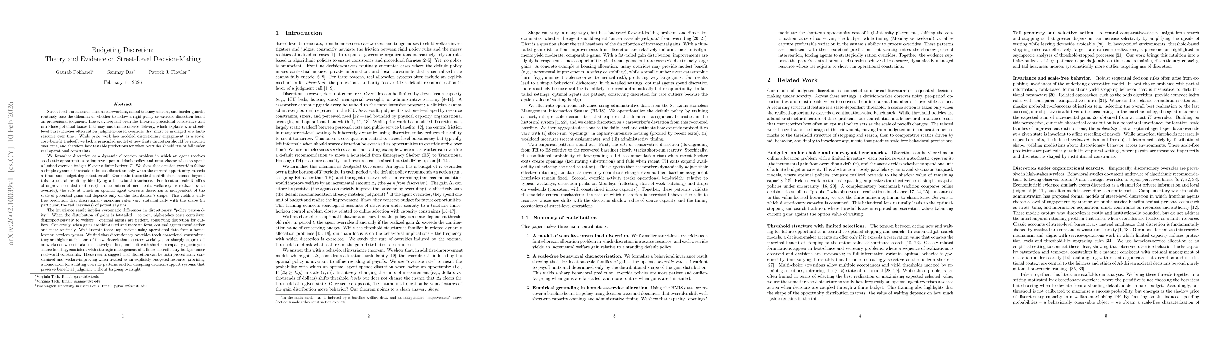 Thumbnail for Budgeting Discretion: Theory and Evidence on Street-Level Decision-Making