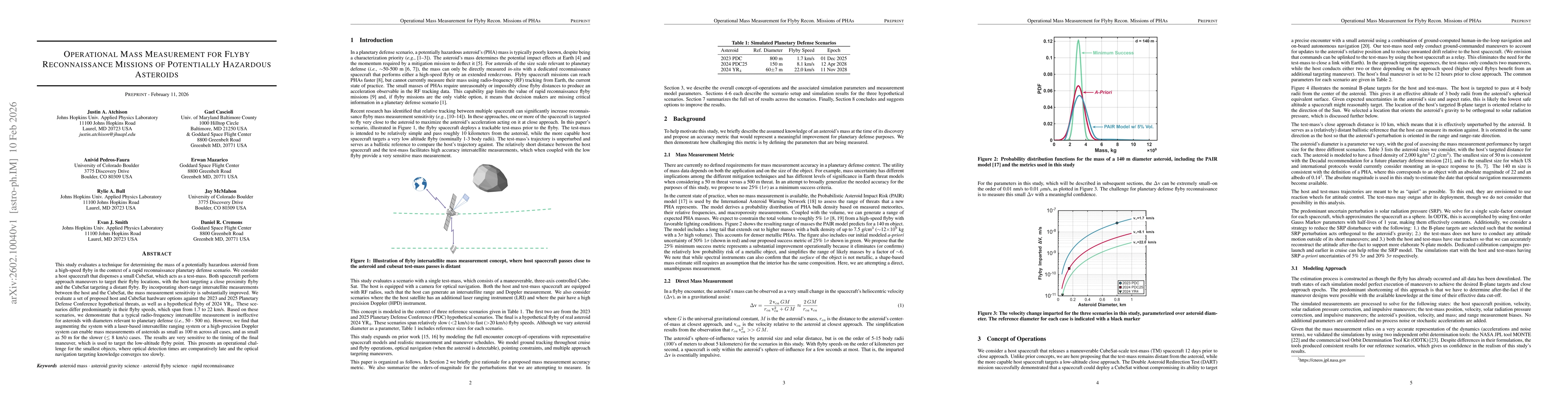 Thumbnail for Operational Mass Measurement for Flyby Reconnaissance Missions of Potentially Hazardous Asteroid