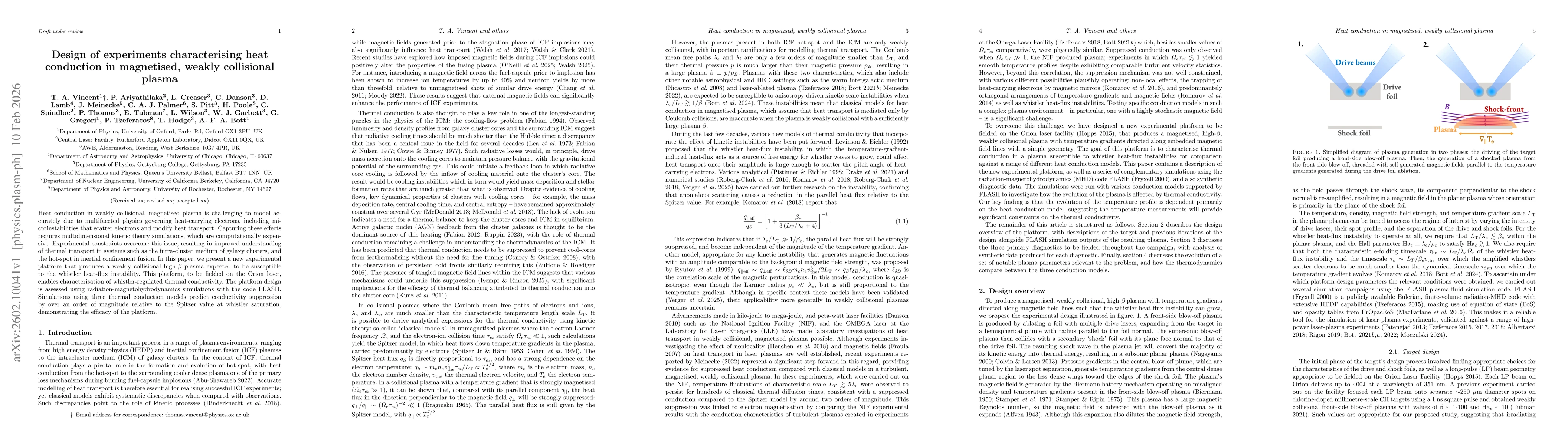 Thumbnail for Design of experiments characterising heat conduction in magnetised, weakly collisional plasma