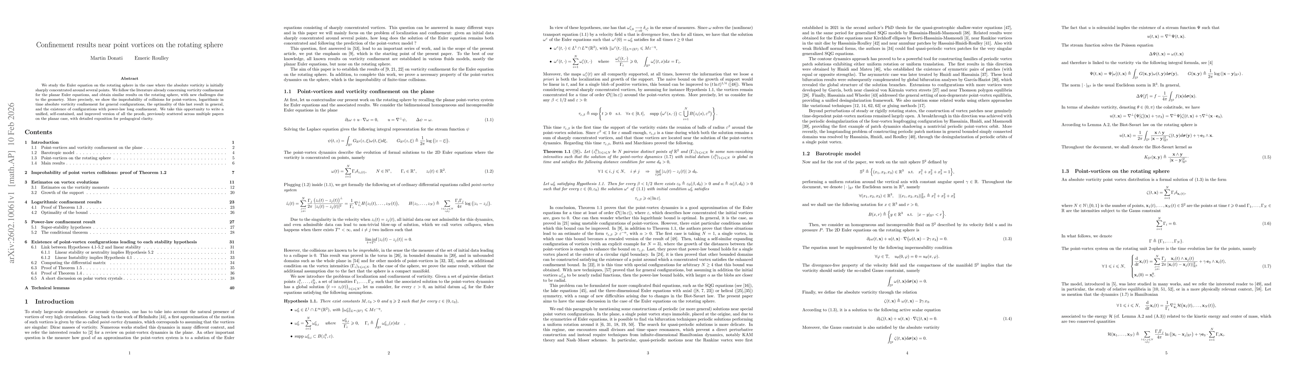 Thumbnail for Confinement results near point vortices on the rotating sphere