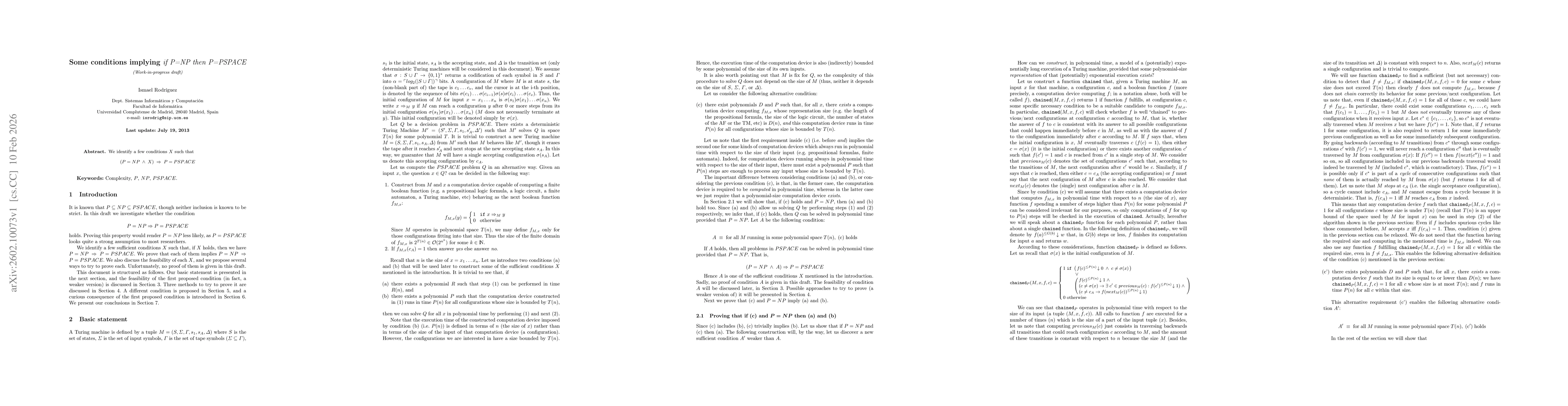 Thumbnail for Some conditions implying if P=NP then P=PSPACE