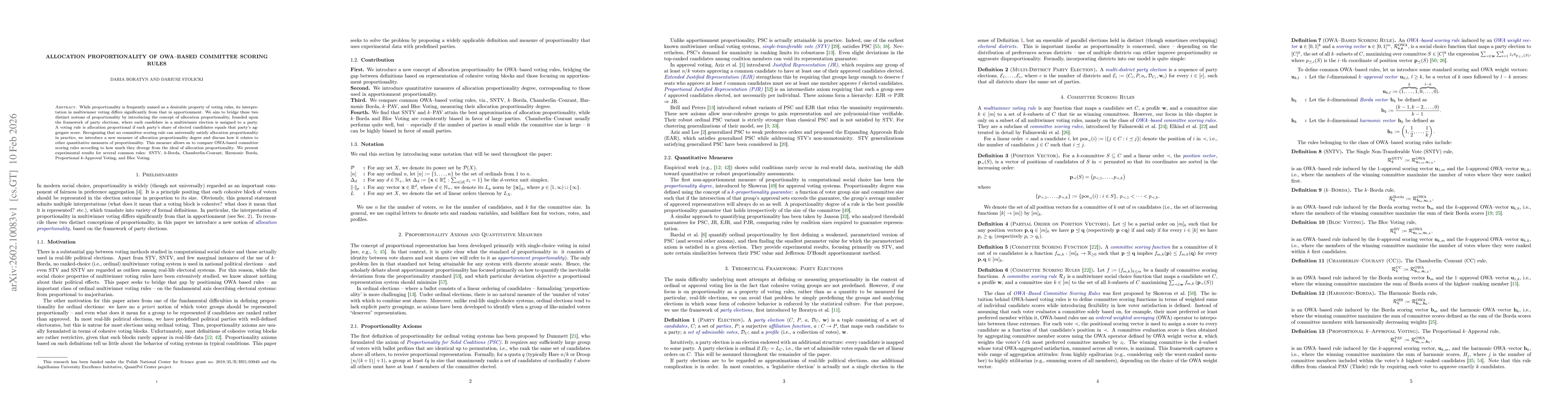 Thumbnail for Allocation Proportionality of OWA--Based Committee Scoring Rules
