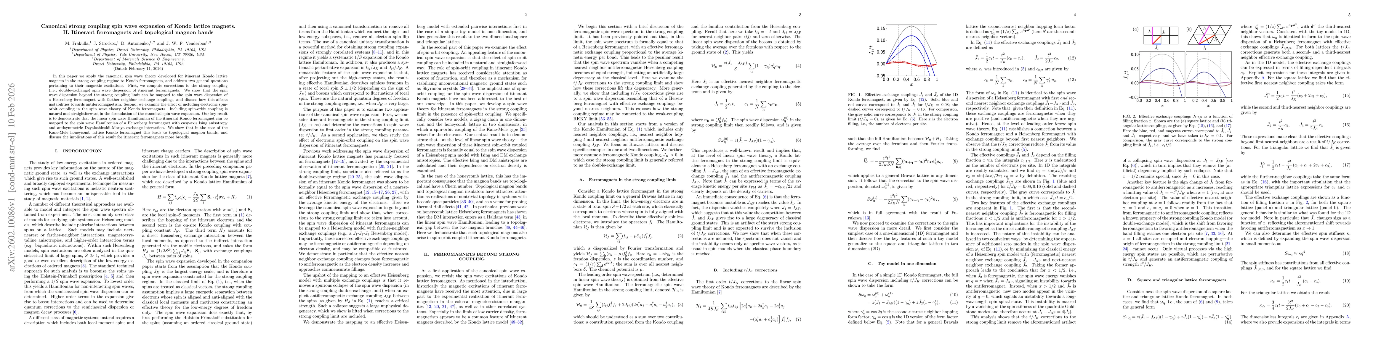 Thumbnail for Canonical strong coupling spin wave expansion of Kondo lattice magnets. II. Itinerant ferromagnets and topological magnon bands