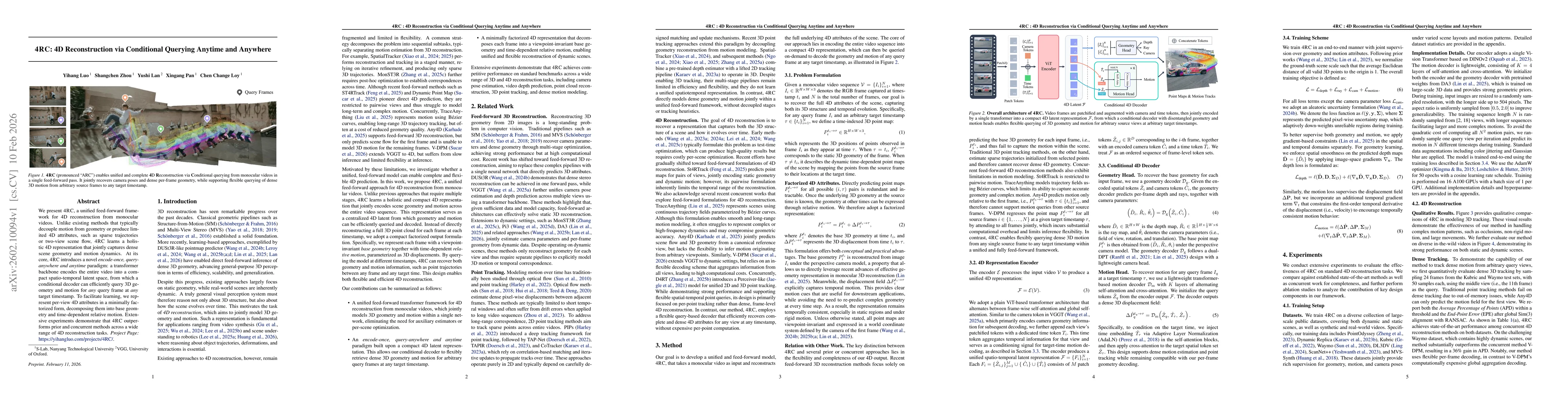 Thumbnail for 4RC: 4D Reconstruction via Conditional Querying Anytime and Anywhere