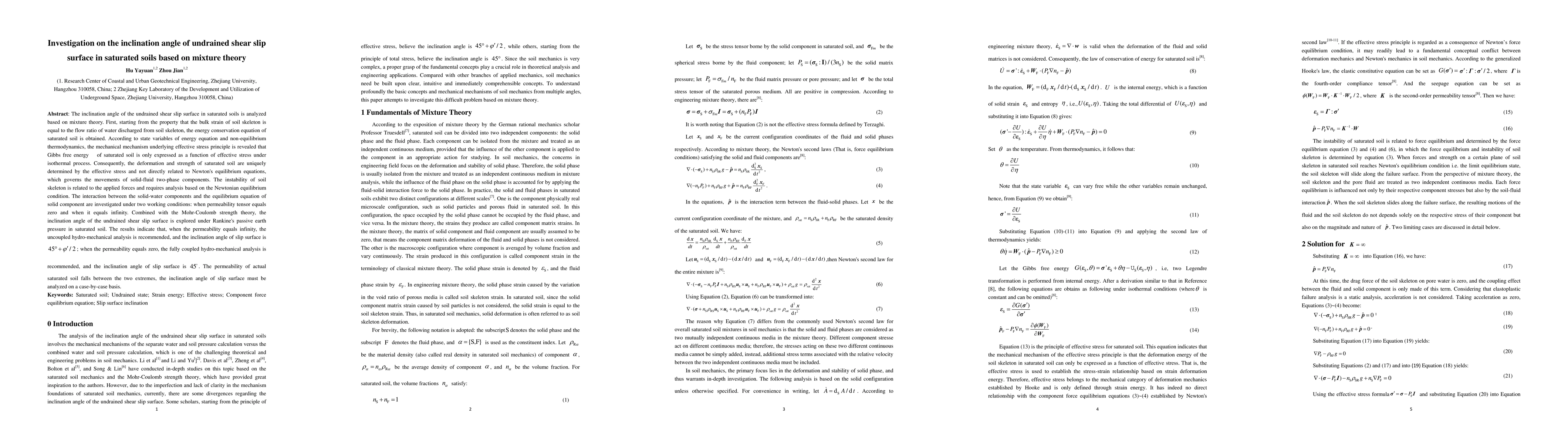 Thumbnail for Investigation on the inclination angle of undrained shear slip surface in saturated soils based on mixture theory