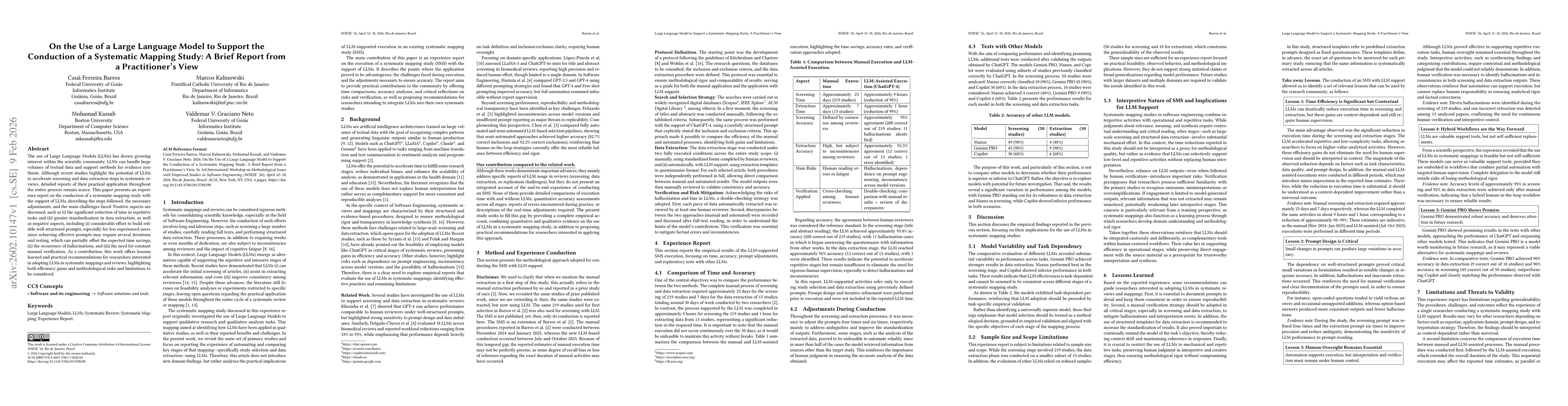 Thumbnail for On the Use of a Large Language Model to Support the Conduction of a Systematic Mapping Study: A Brief Report from a Practitioner's View