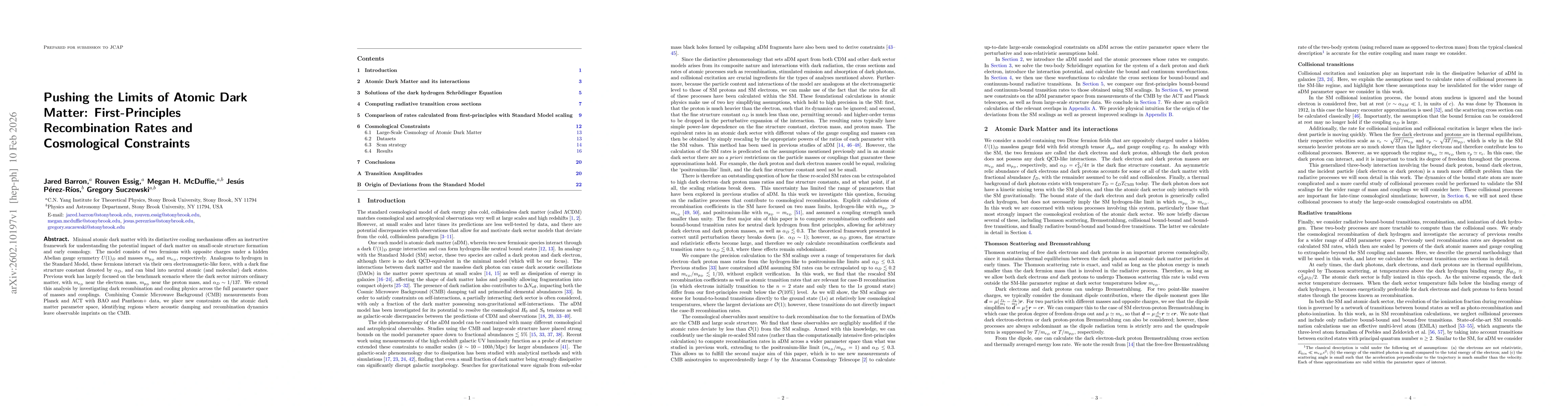 Thumbnail for Pushing the Limits of Atomic Dark Matter: First-Principles Recombination Rates and Cosmological Constraints