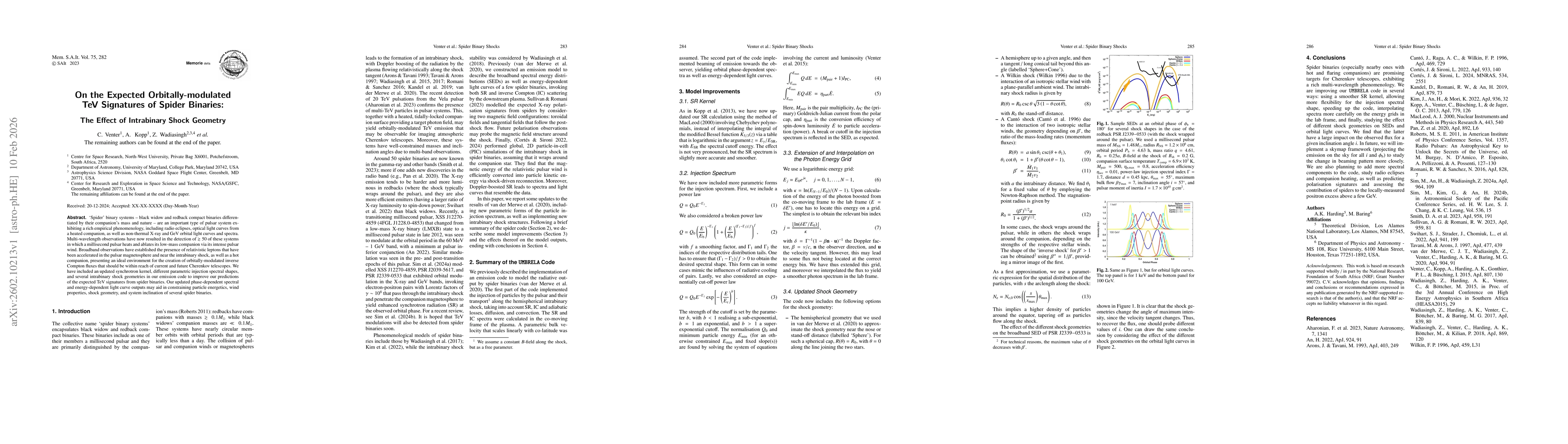 Thumbnail for On the Expected Orbitally-modulated TeV Signatures of Spider Binaries: The Effect of Intrabinary Shock Geometry