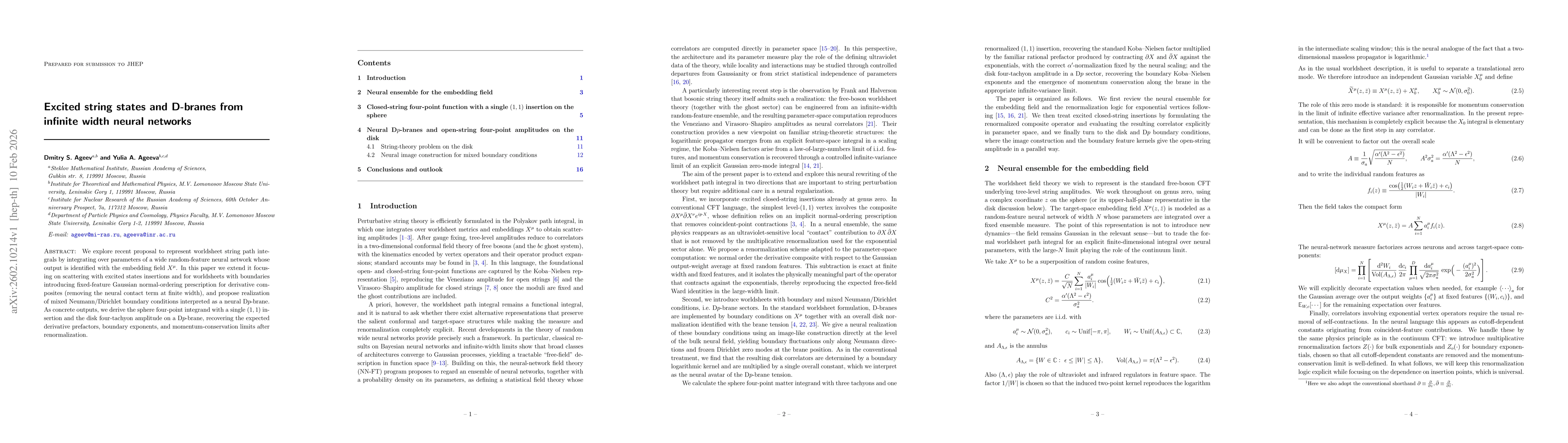 Thumbnail for Excited String States and D-branes from Infinite Width Neural Networks