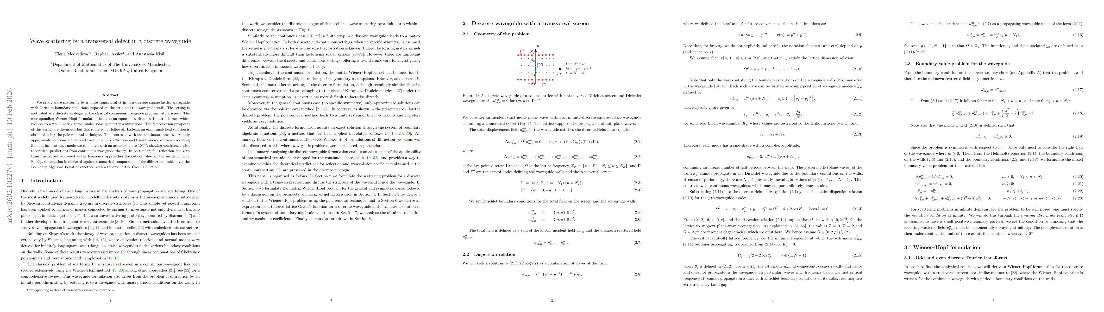 Thumbnail for Wave scattering by a transversal defect in a discrete waveguide