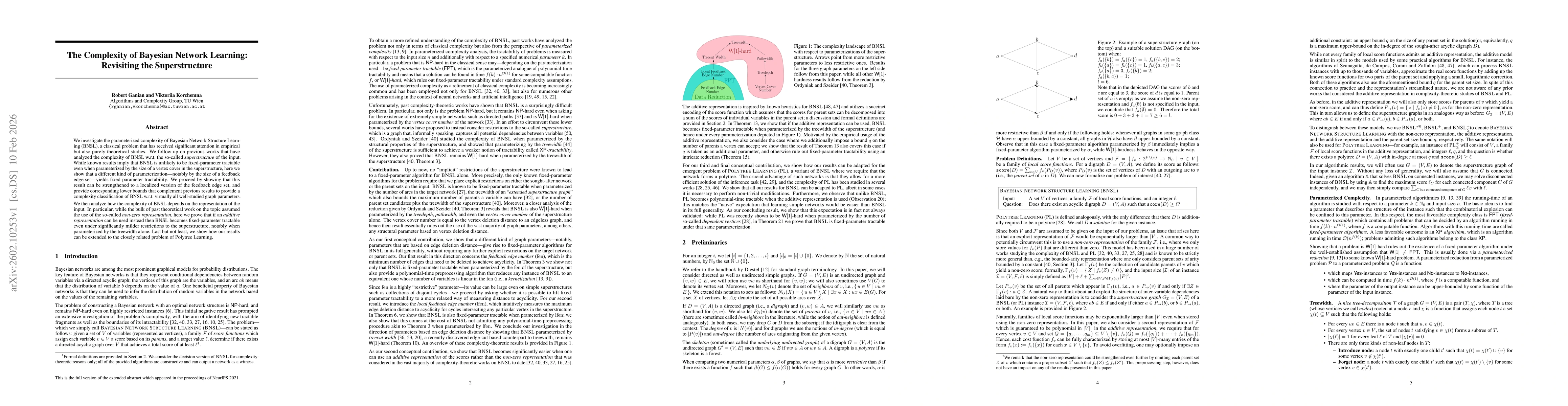 Thumbnail for The Complexity of Bayesian Network Learning: Revisiting the Superstructure