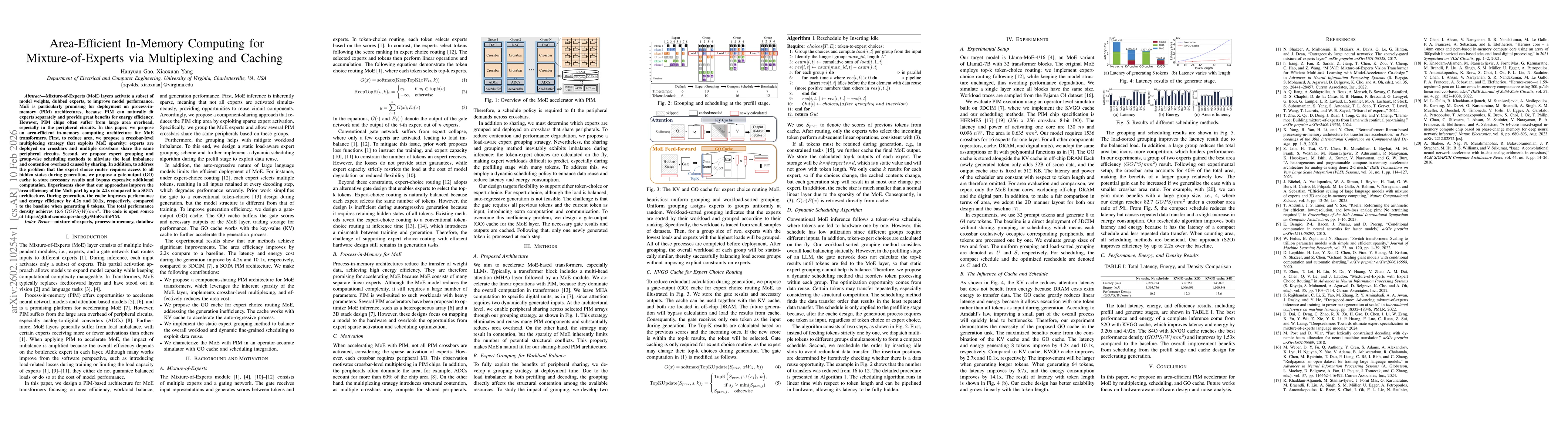 Thumbnail for Area-Efficient In-Memory Computing for Mixture-of-Experts via Multiplexing and Caching