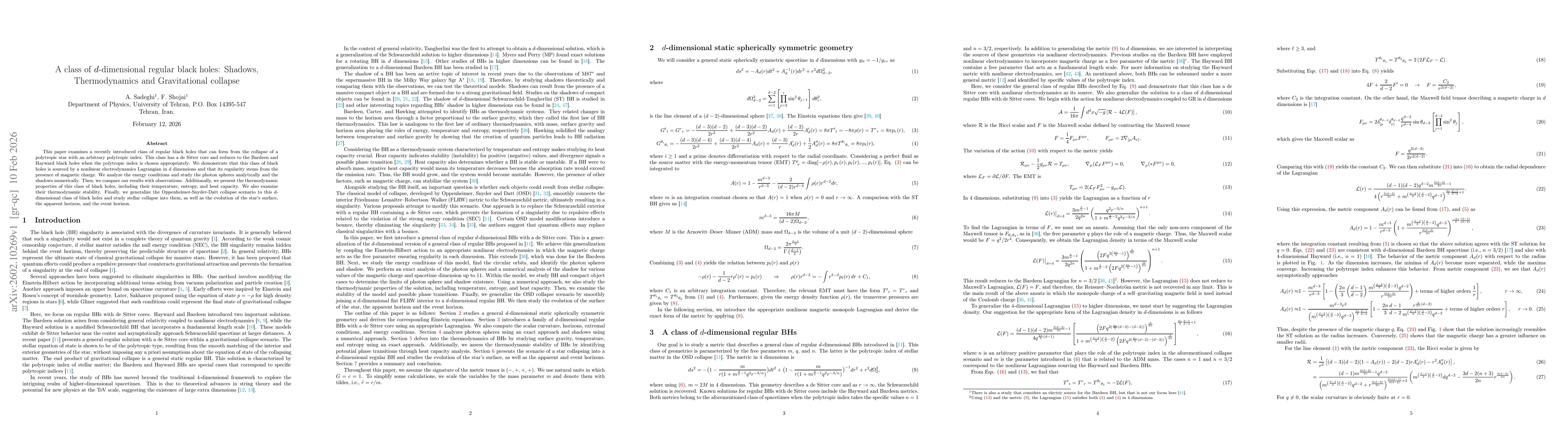 Thumbnail for A class of $d$-dimensional regular black holes: Shadows, Thermodynamics and Gravitational collapse
