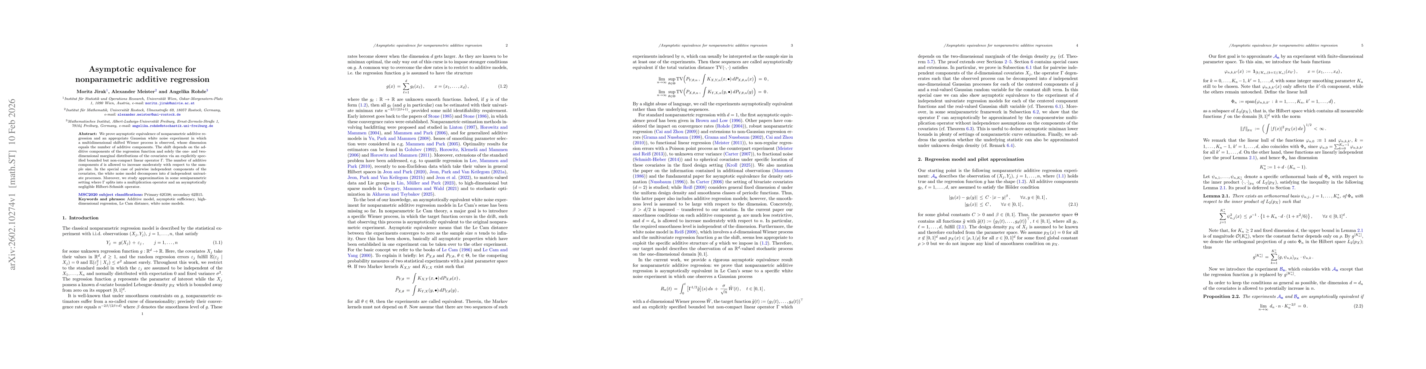 Thumbnail for Asymptotic equivalence for nonparametric additive regression