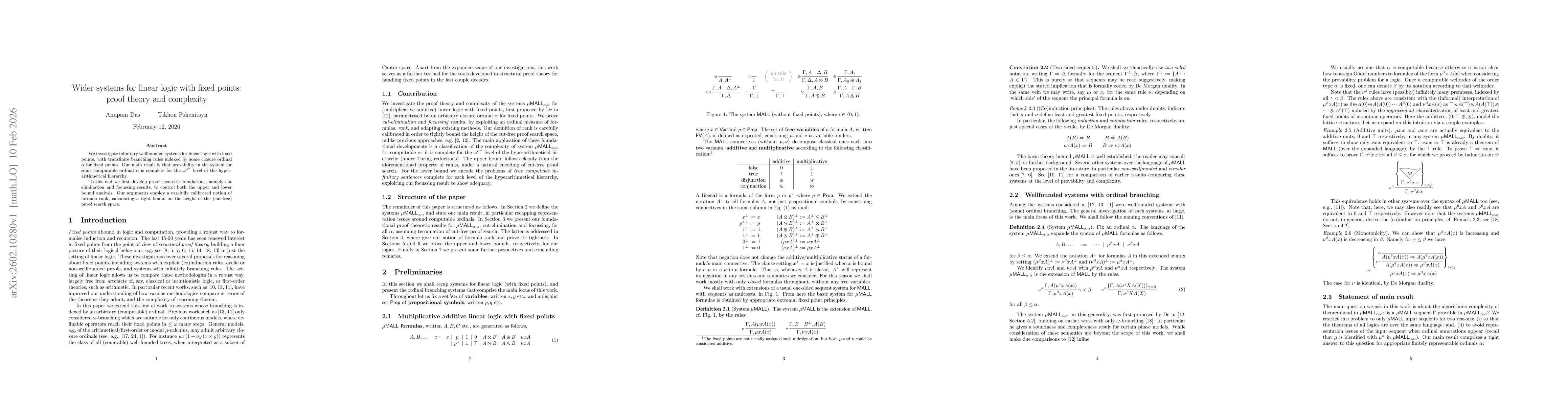Thumbnail for Wider systems for linear logic with fixed points: proof theory and complexity