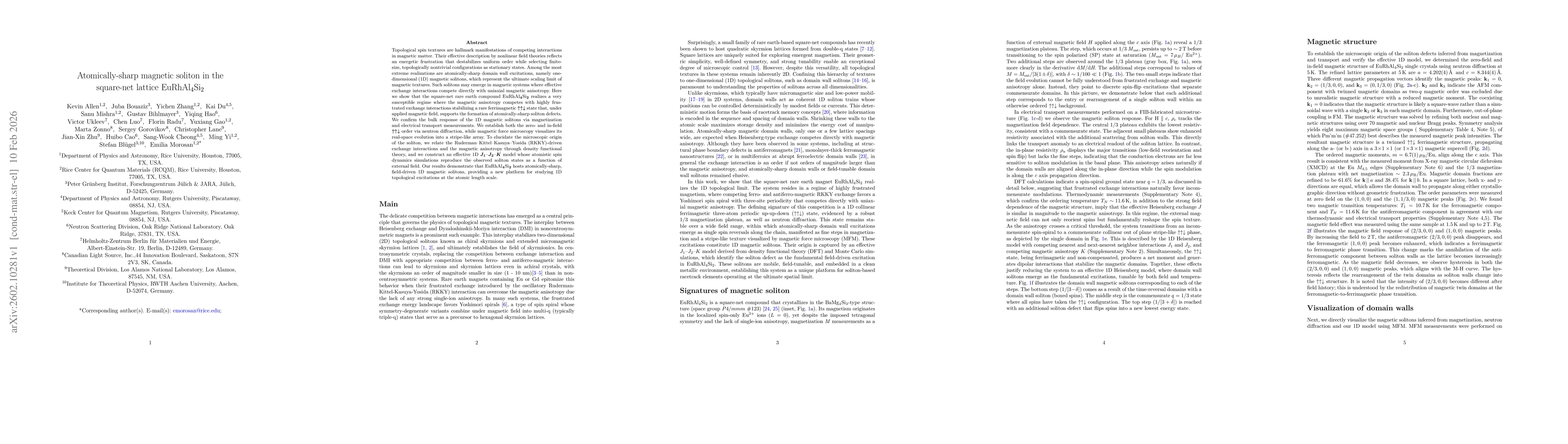 Thumbnail for Atomically-sharp magnetic soliton in the square-net lattice EuRhAl$_{4}$Si$_{2}$