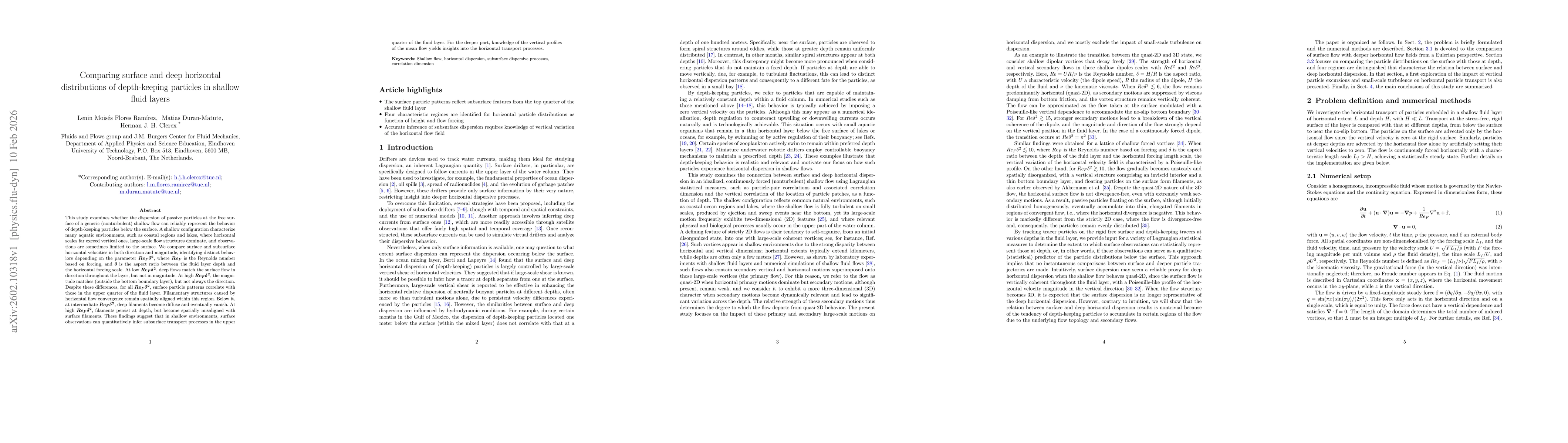 Thumbnail for Comparing surface and deep horizontal distributions of depth-keeping particles in shallow fluid layers
