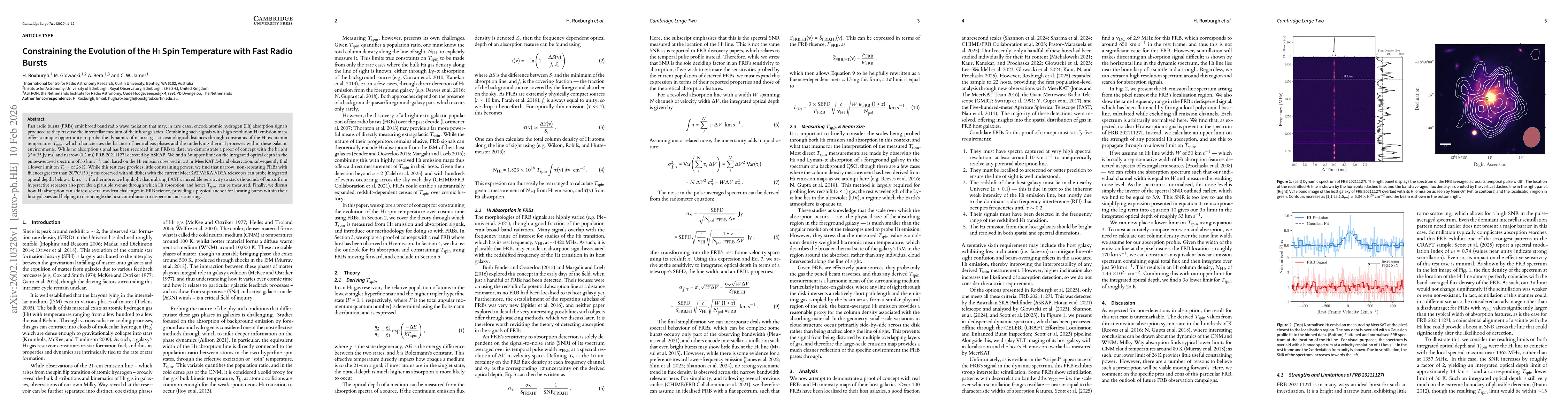 Thumbnail for Constraining the Evolution of the HI Spin Temperature with Fast Radio Bursts
