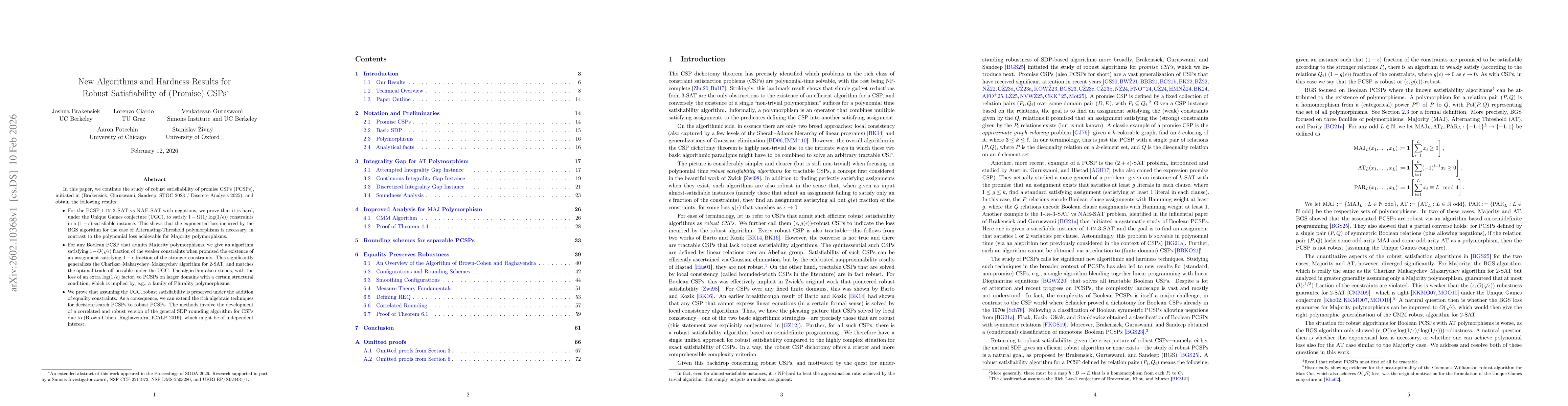 Thumbnail for New Algorithms and Hardness Results for Robust Satisfiability of (Promise) CSPs