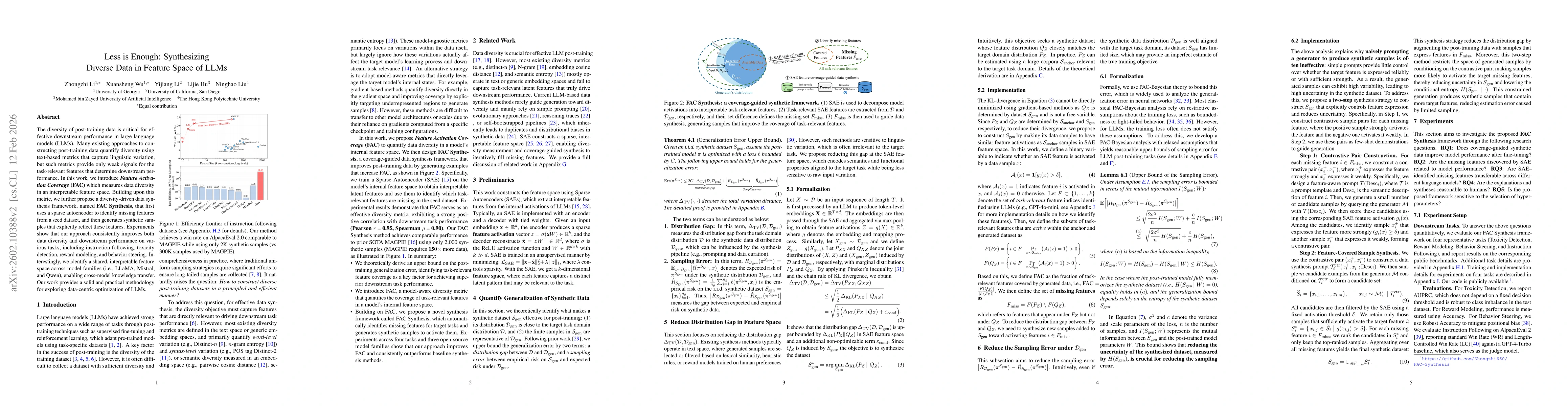 Thumbnail for Less is Enough: Synthesizing Diverse Data in Feature Space of LLMs