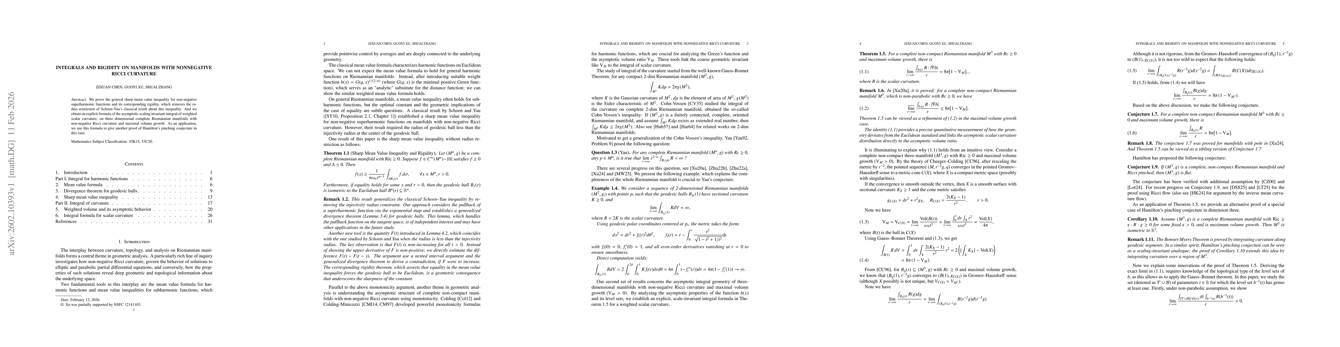 Thumbnail for Integrals and Rigidity on Manifolds with Nonnegative Ricci Curvature