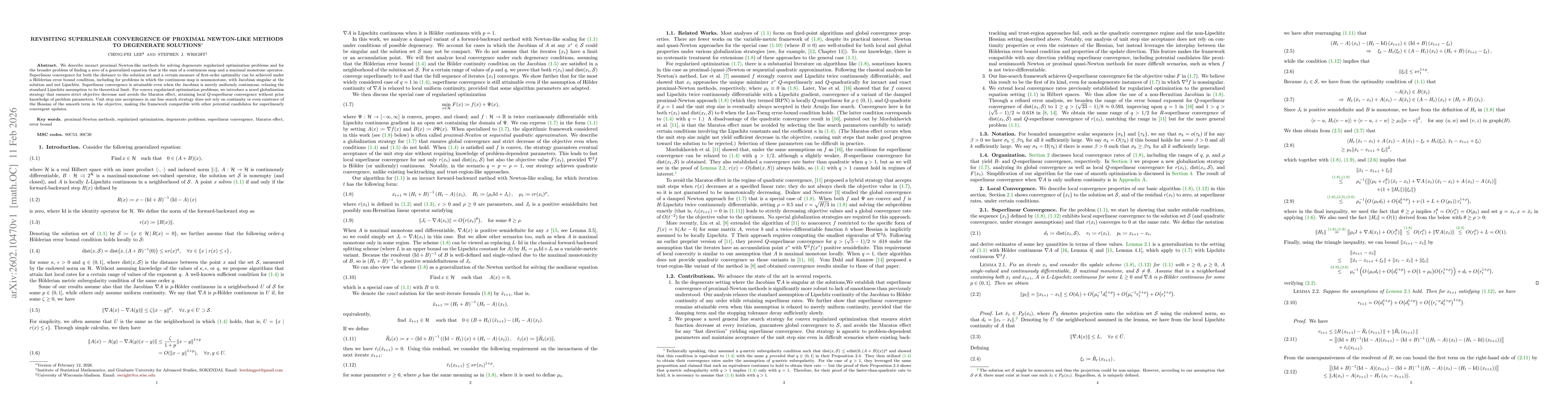 Thumbnail for Revisiting Superlinear Convergence of Proximal Newton-Like Methods to Degenerate Solutions