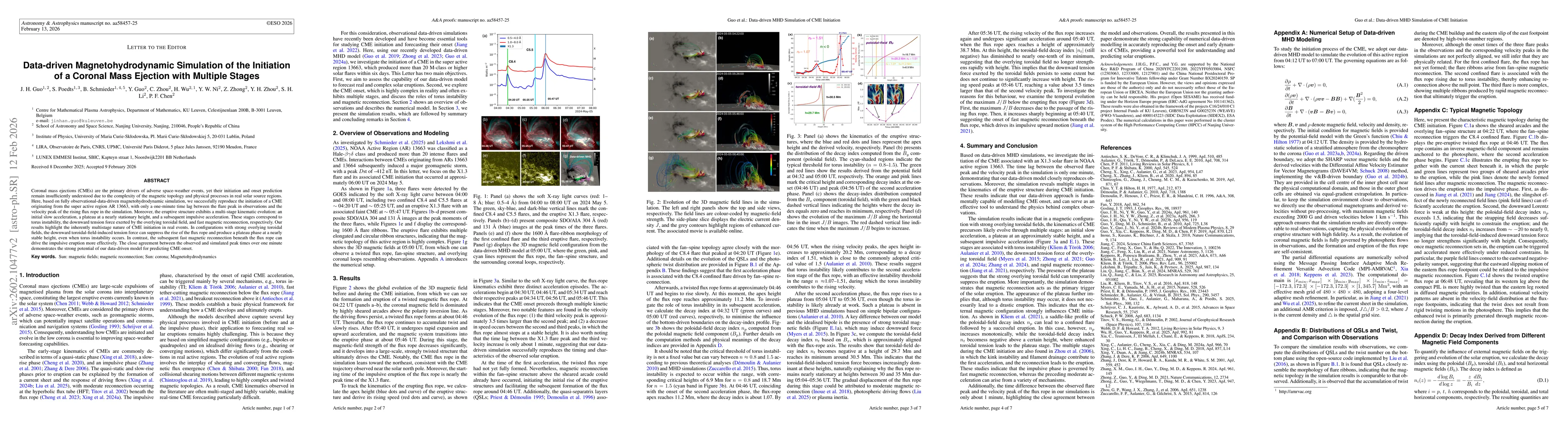 Thumbnail for Data-driven Magnetohydrodynamic Simulation of the Initiation of a Coronal Mass Ejection with Multiple Stages