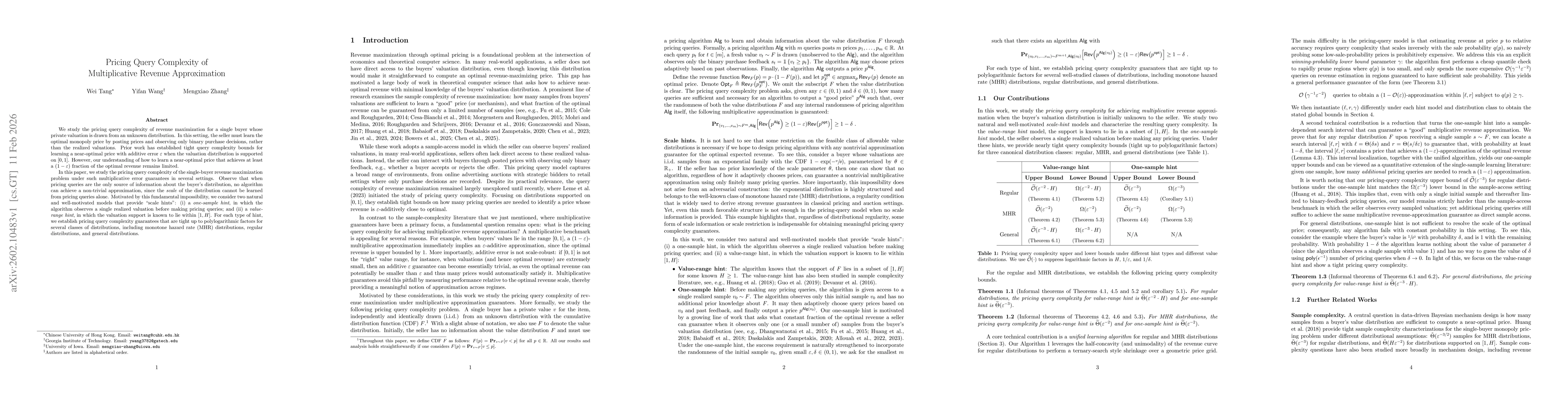 Thumbnail for Pricing Query Complexity of Multiplicative Revenue Approximation