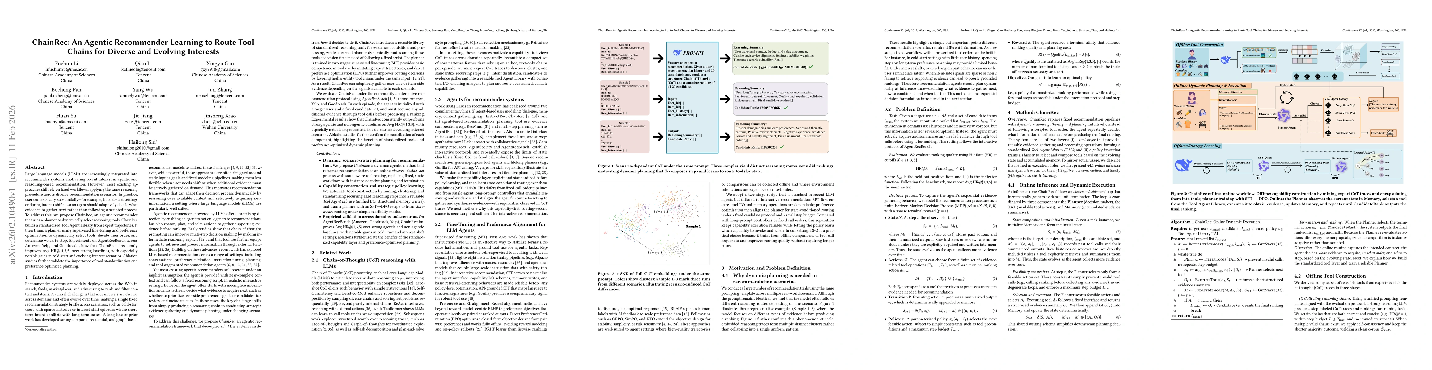 Thumbnail for ChainRec: An Agentic Recommender Learning to Route Tool Chains for Diverse and Evolving Interests