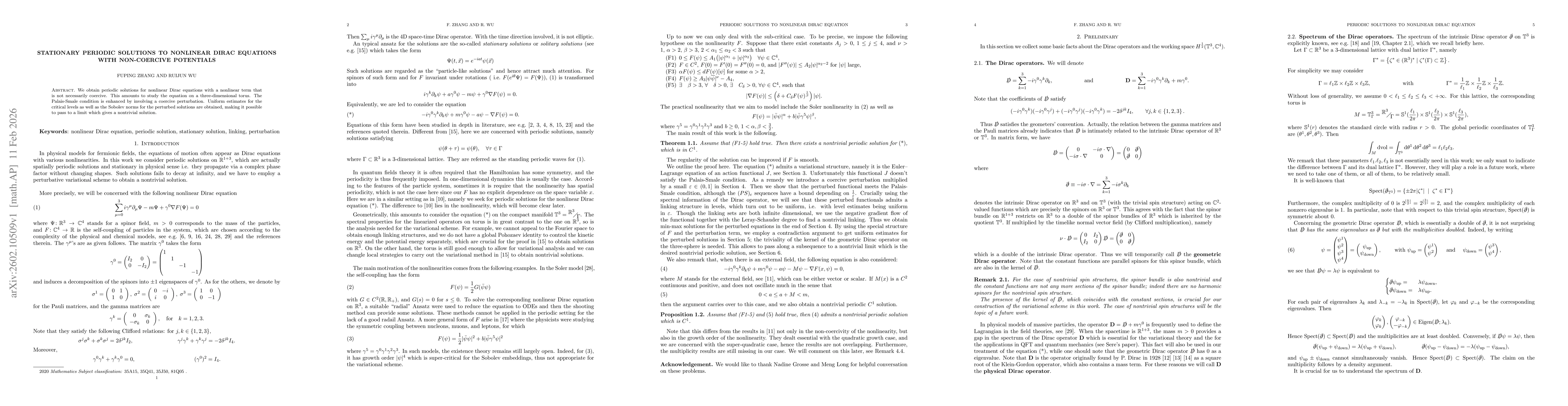 Thumbnail for Stationary periodic solutions to Nonlinear Dirac equations with non-coercive potentials