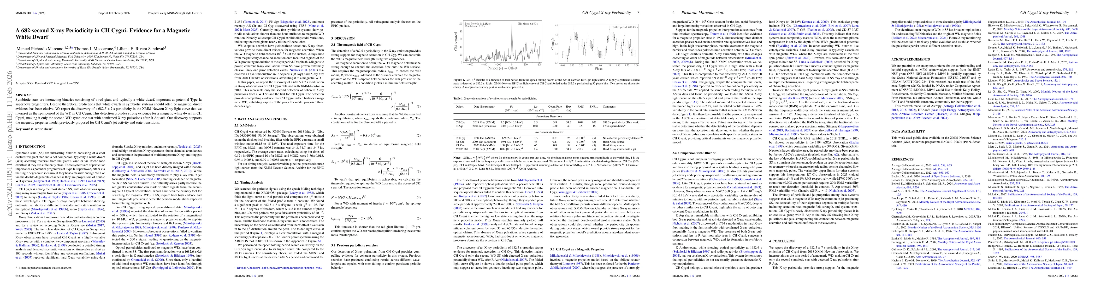 Thumbnail for A 682-second X-ray Periodicity in CH Cygni: Evidence for a Magnetic White Dwarf