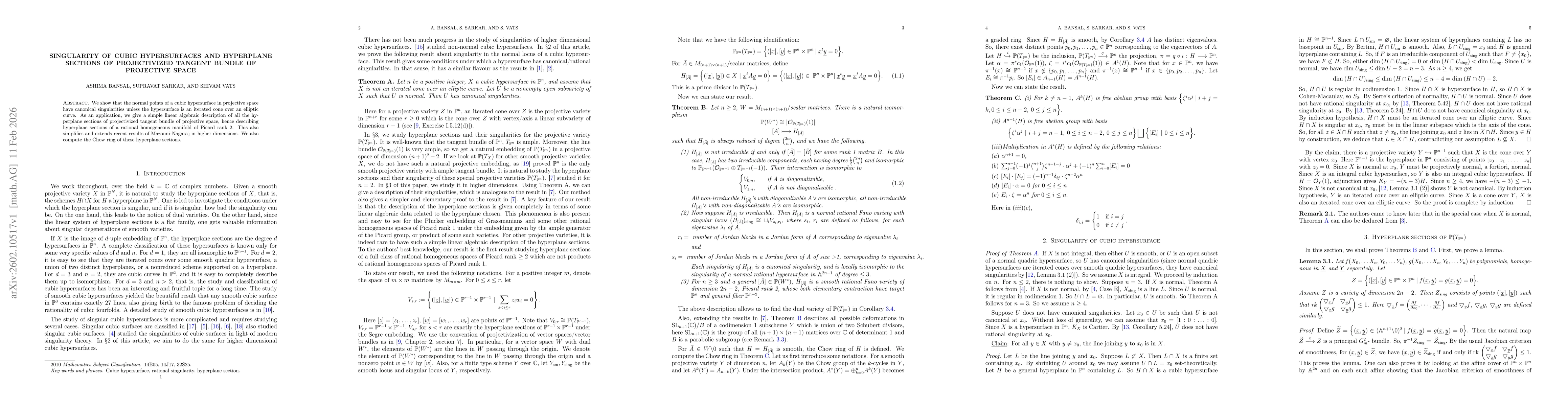 Thumbnail for Singularity of cubic hypersurfaces and hyperplane sections of projectivized tangent bundle of projective space