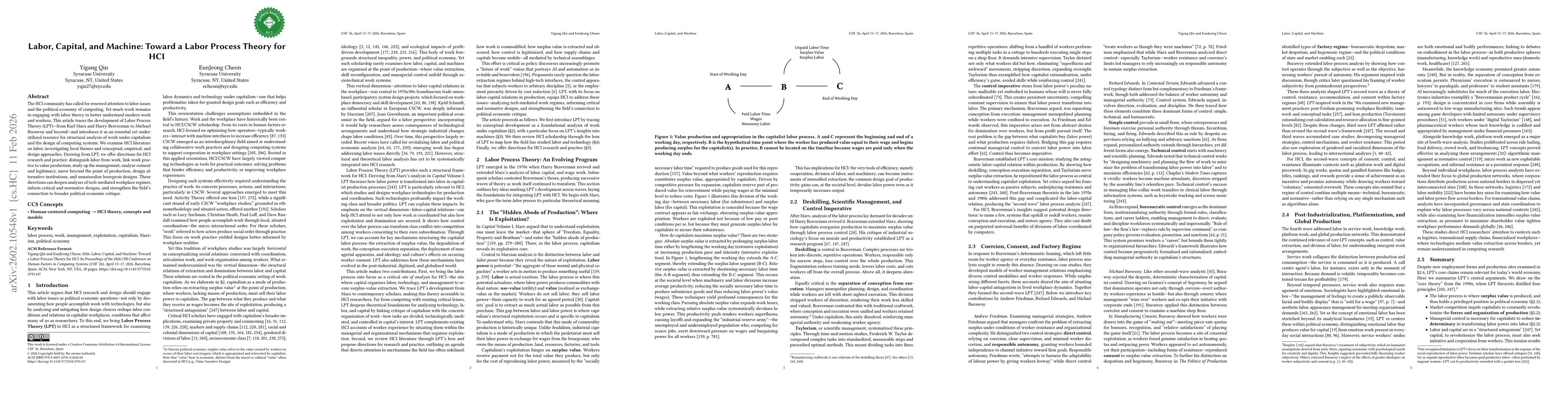 Thumbnail for Labor, Capital, and Machine: Toward a Labor Process Theory for HCI