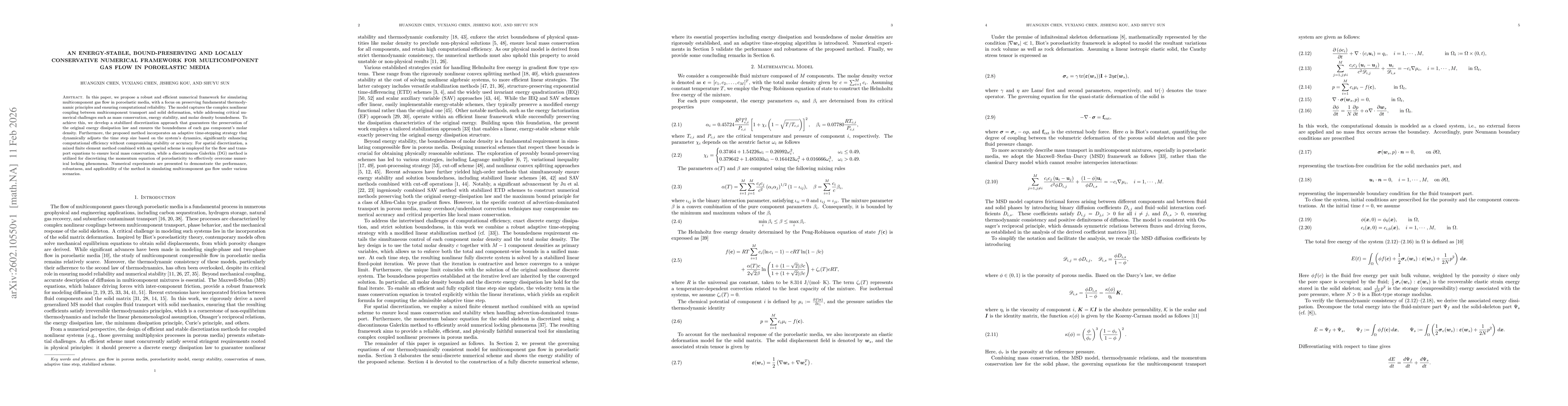 Thumbnail for An Energy-Stable, Bound-Preserving and Locally Conservative Numerical Framework for Multicomponent Gas Flow in Poroelastic Media