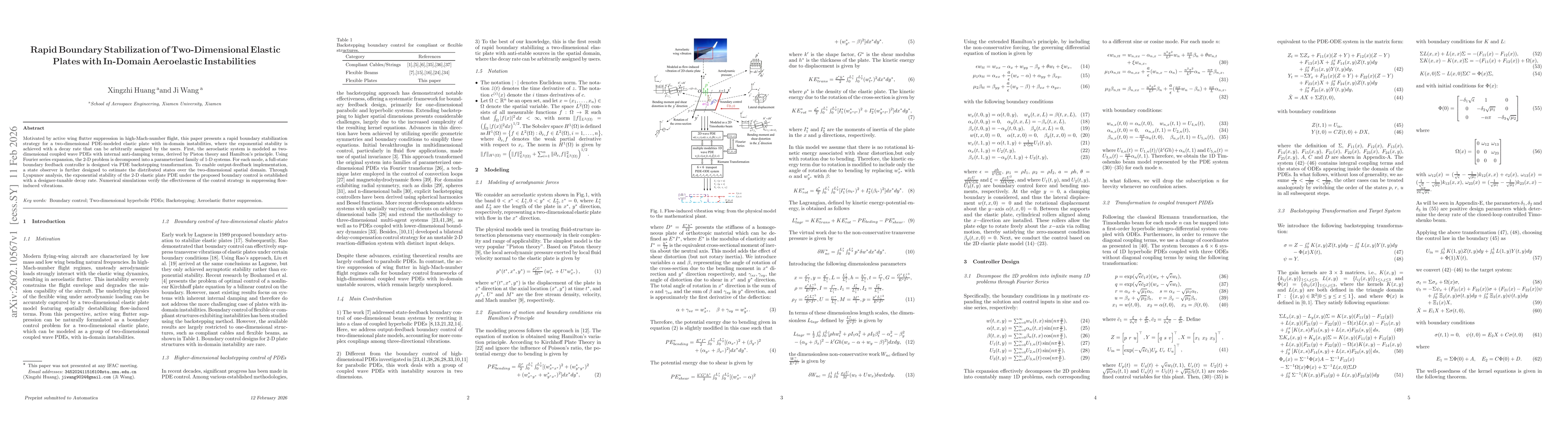 Thumbnail for Rapid Boundary Stabilization of Two-Dimensional Elastic Plates with In-Domain Aeroelastic Instabilities