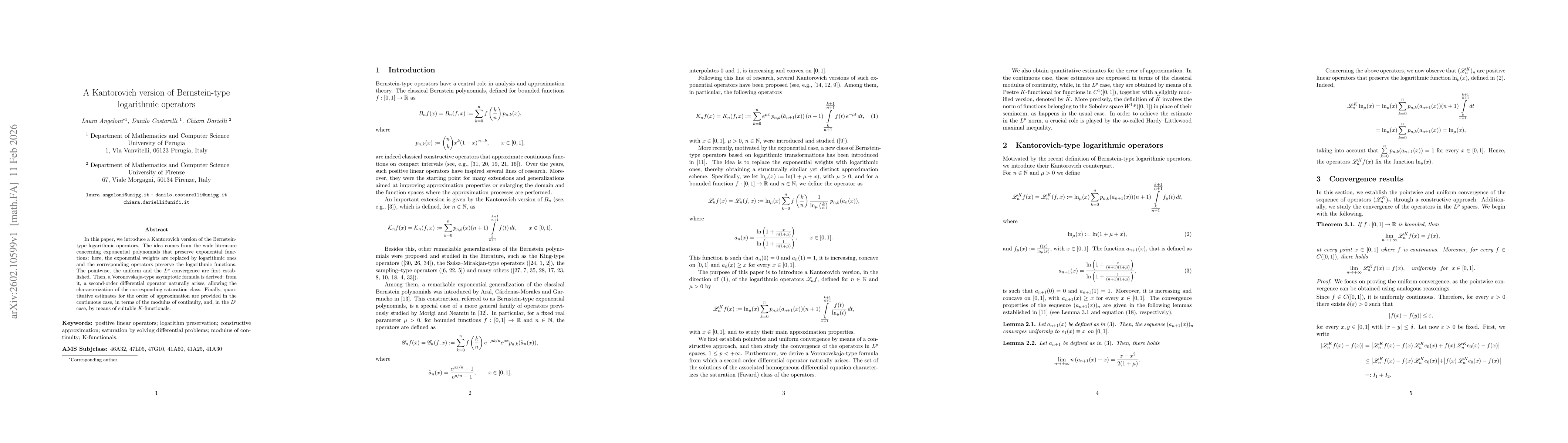 Thumbnail for A Kantorovich version of Bernstein-type logarithmic operators