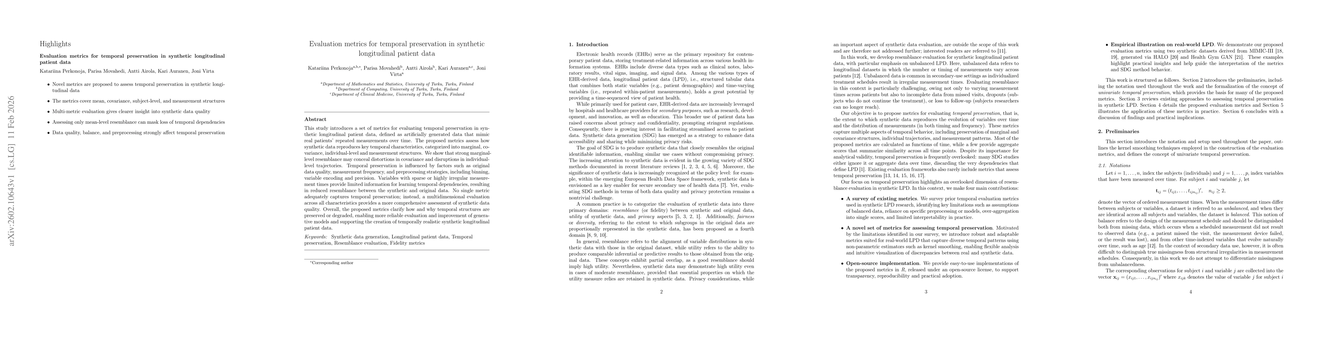 Thumbnail for Evaluation metrics for temporal preservation in synthetic longitudinal patient data