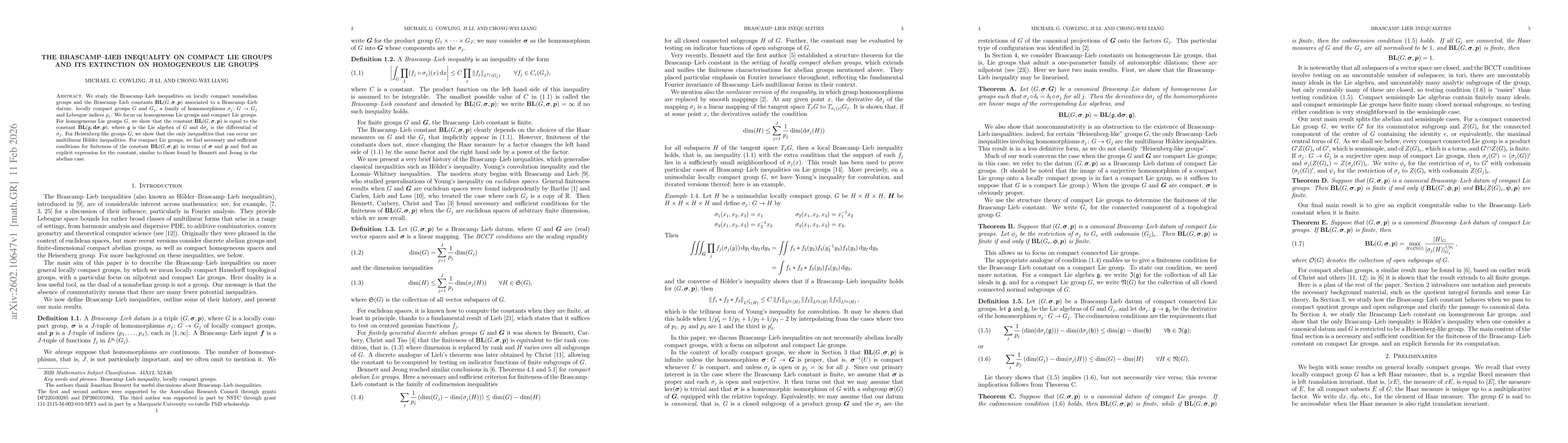 Thumbnail for The Brascamp--Lieb inequality on compact Lie groups and its extinction on homogeneous Lie groups