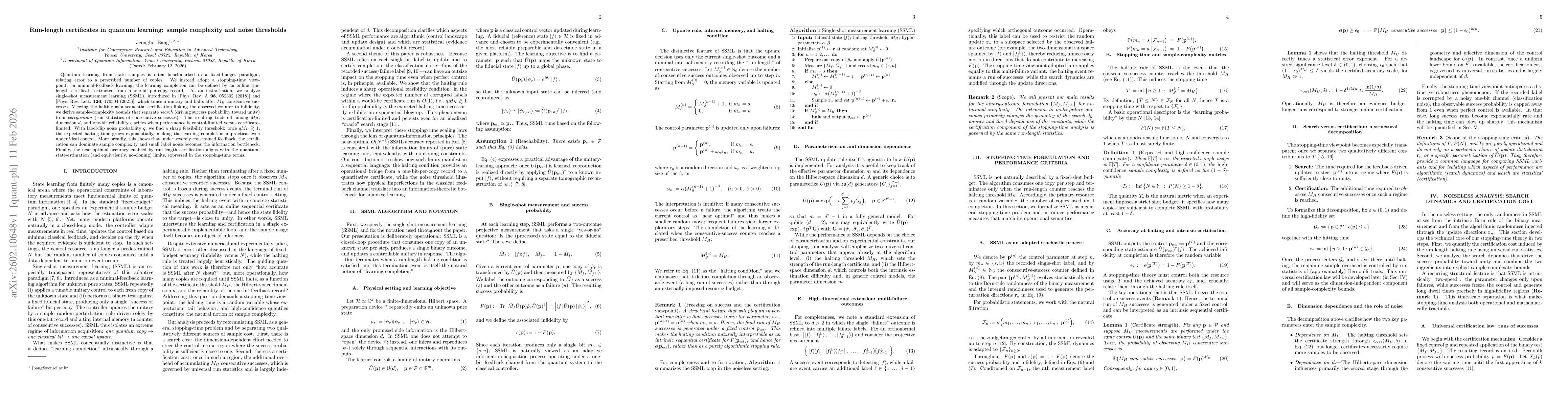 Thumbnail for Run-length certificates in quantum learning: sample complexity and noise thresholds