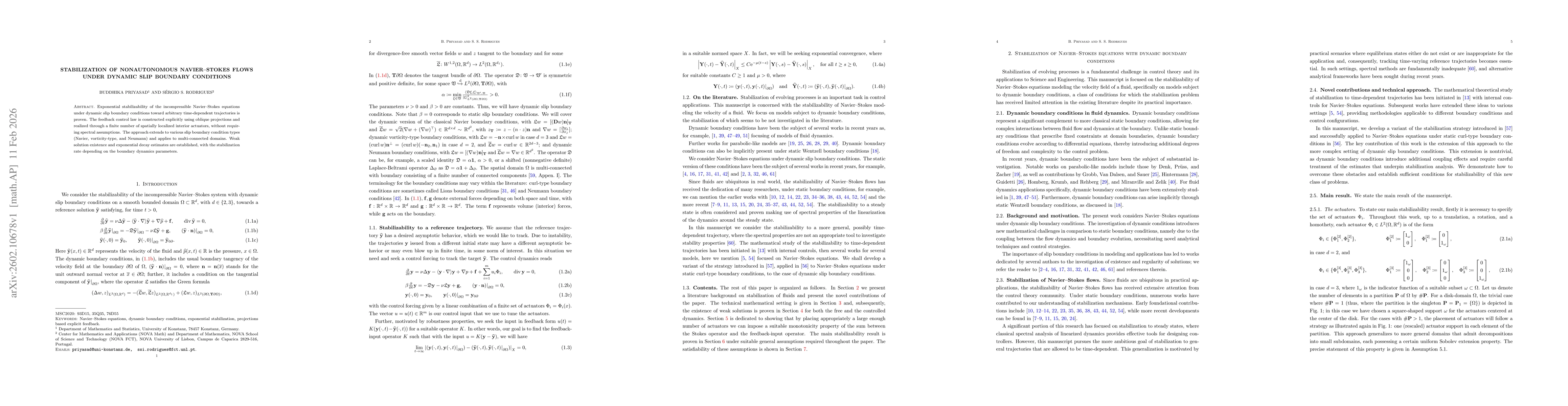 Thumbnail for Stabilization of nonautonomous Navier-Stokes flows under dynamic slip boundary conditions