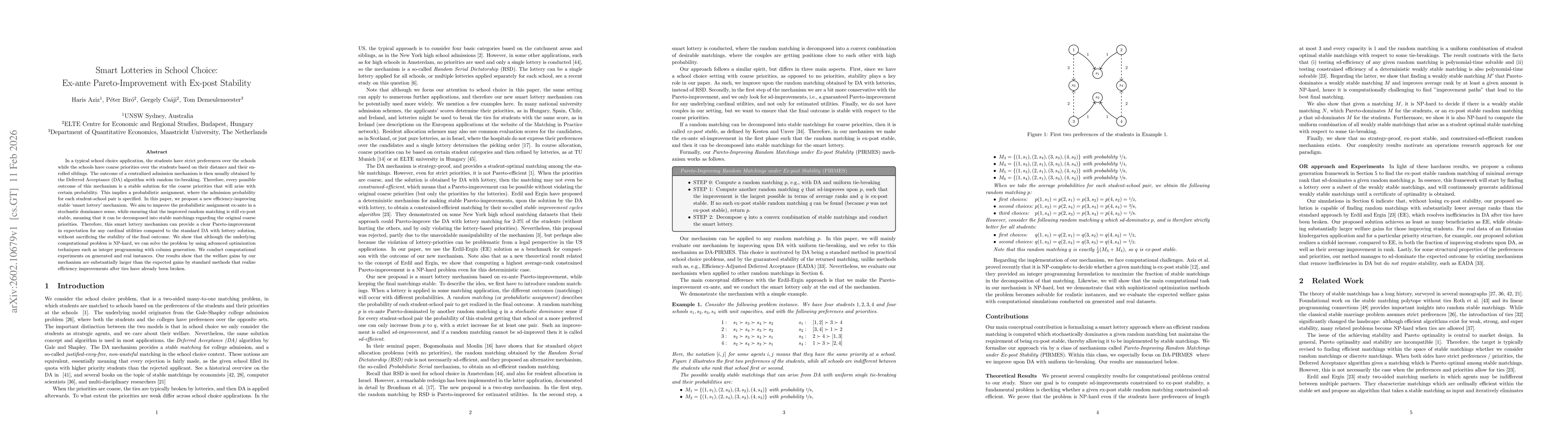 Thumbnail for Smart Lotteries in School Choice: Ex-ante Pareto-Improvement with Ex-post Stability