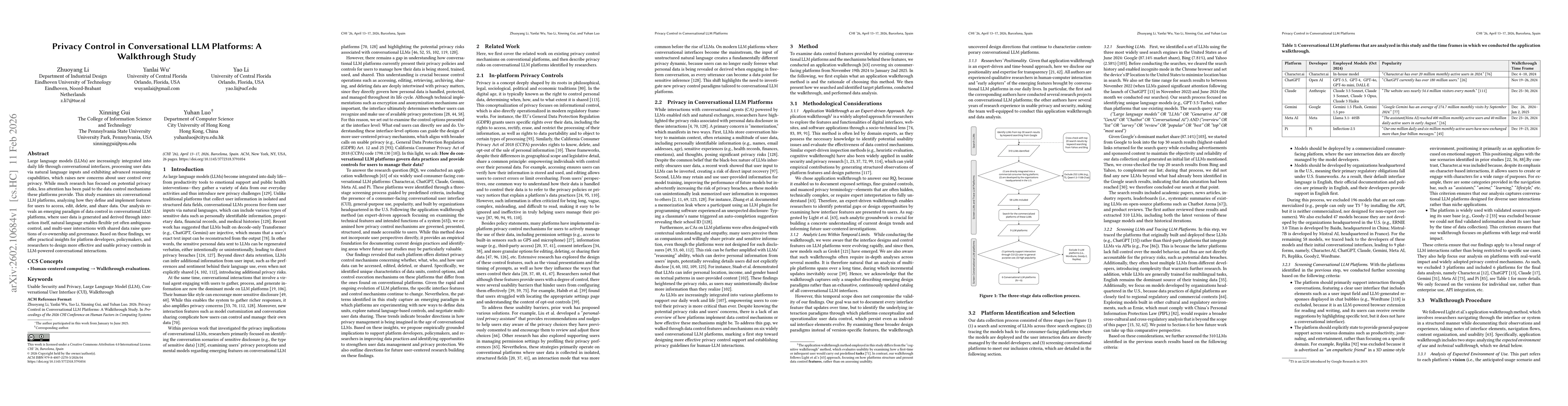 Thumbnail for Privacy Control in Conversational LLM Platforms: A Walkthrough Study