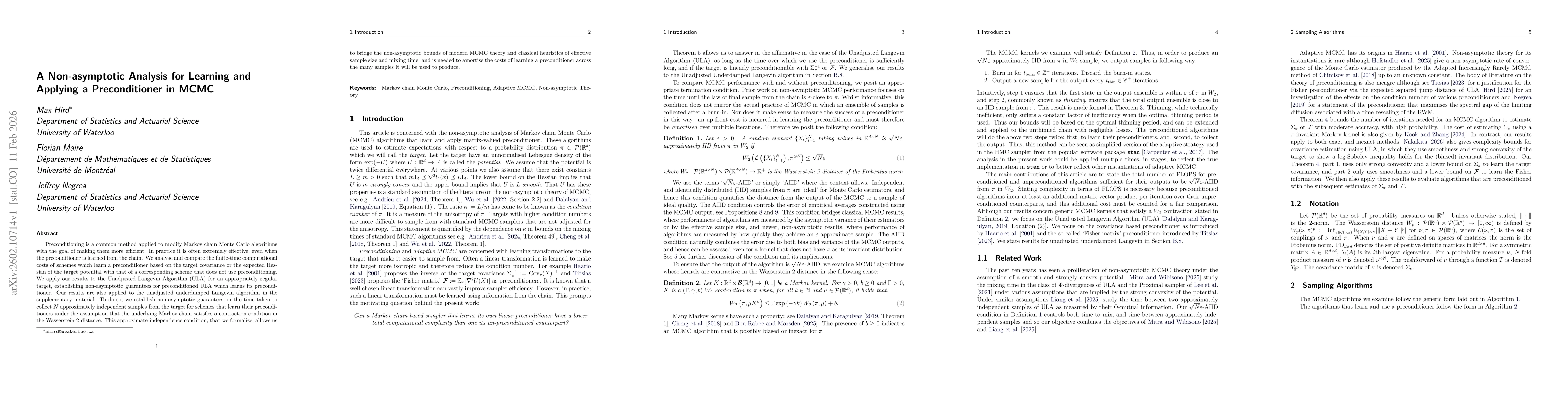 Thumbnail for A Non-asymptotic Analysis for Learning and Applying a Preconditioner in MCMC