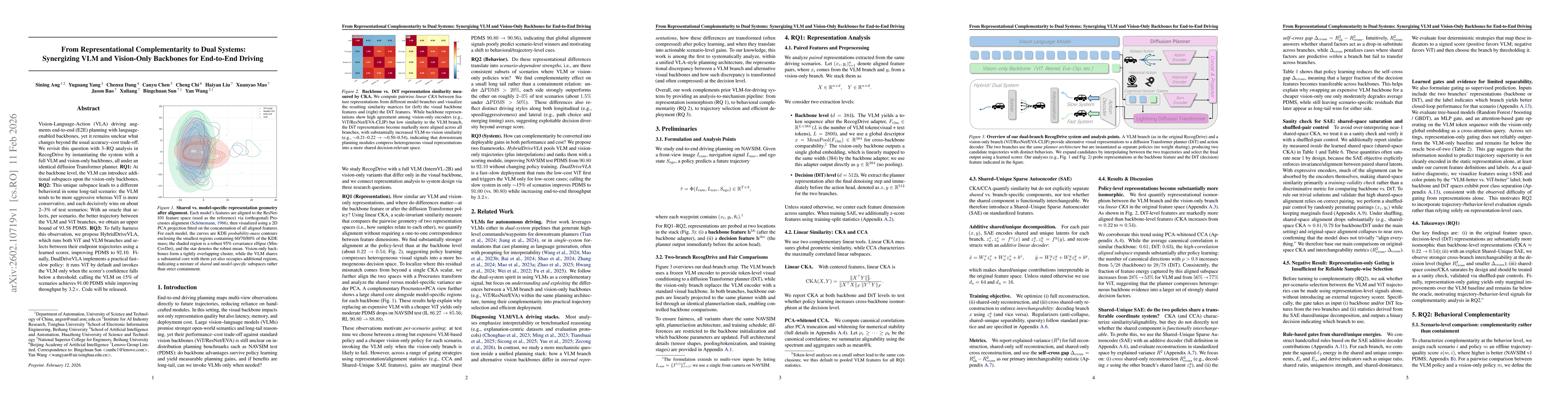Thumbnail for From Representational Complementarity to Dual Systems: Synergizing VLM and Vision-Only Backbones for End-to-End Driving