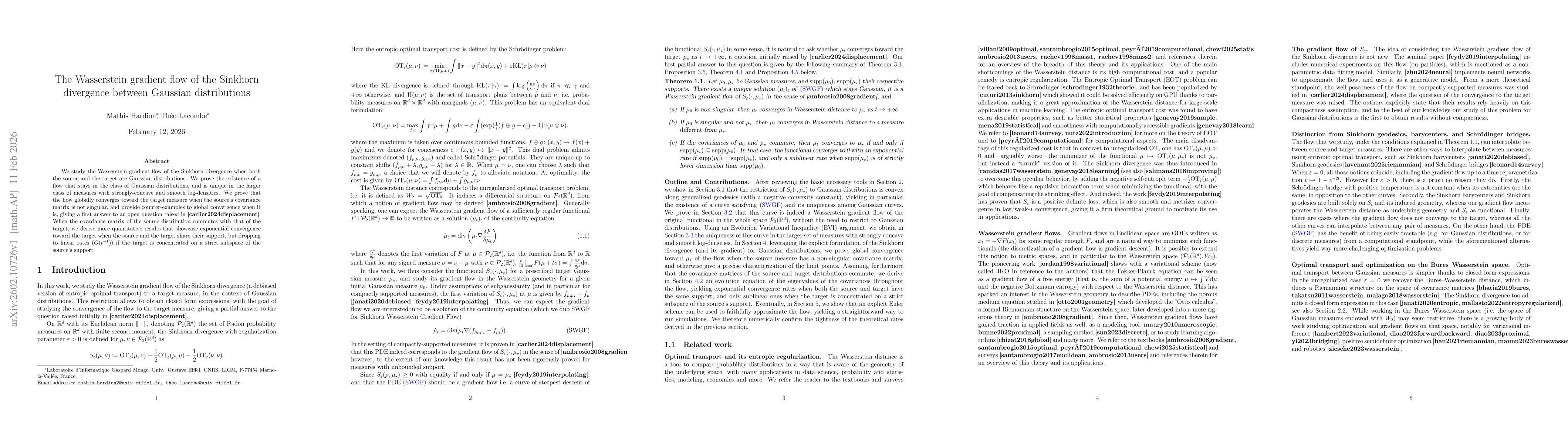 Thumbnail for The Wasserstein gradient flow of the Sinkhorn divergence between Gaussian distributions